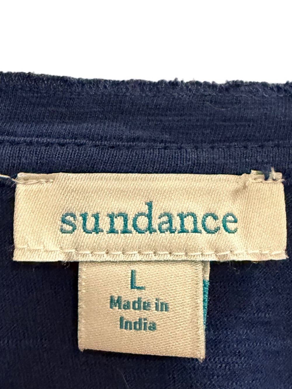Sundance Embroidered Floral Henley Tunic Top Navy Blue Size Large - Picture 7 of 7